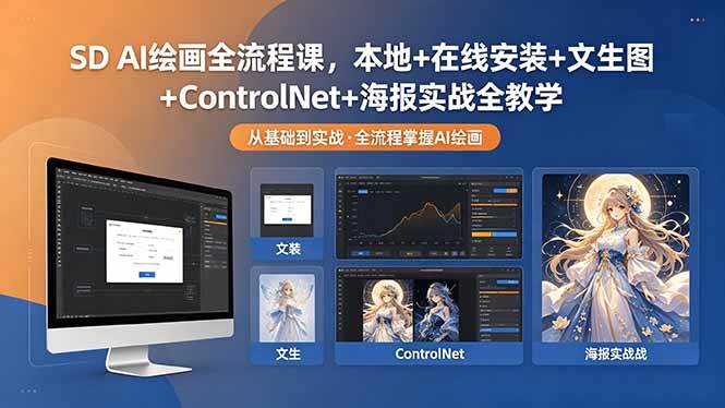 （18453期）SD AI绘画全流程课，本地+在线安装+文生图+ControlNet+海报实战全教学-黑斯坦丁项目网
