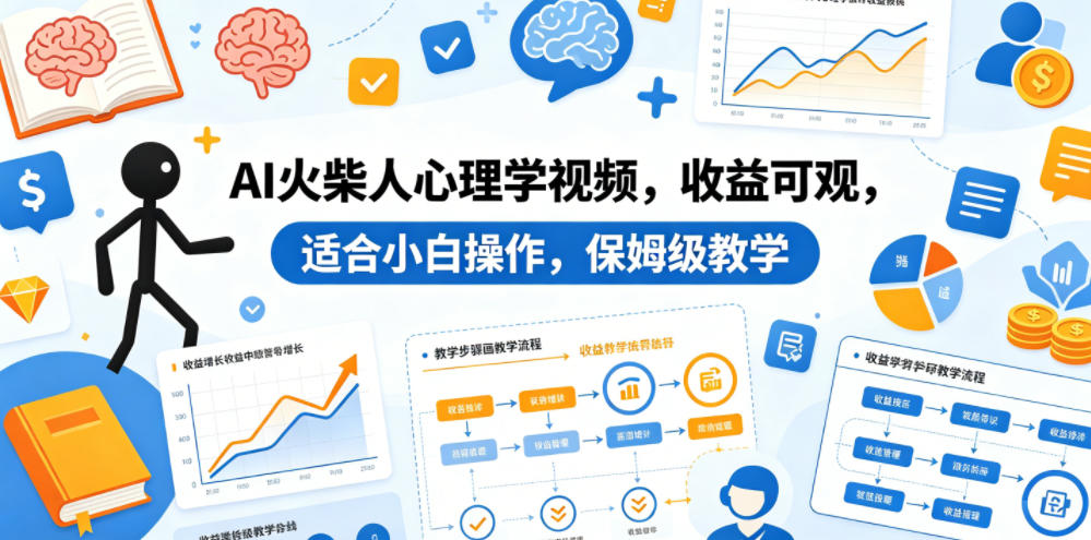 AI火柴人心理学视频，收益可观，适合小白操作，保姆级教学-黑斯坦丁项目网