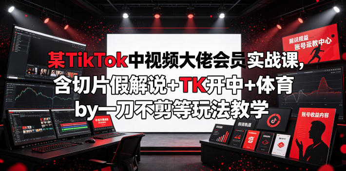 某TikTok中视频大佬会员实战课，含切片假解说+TK开中+体育by一刀不剪等玩法教学-黑斯坦丁项目网