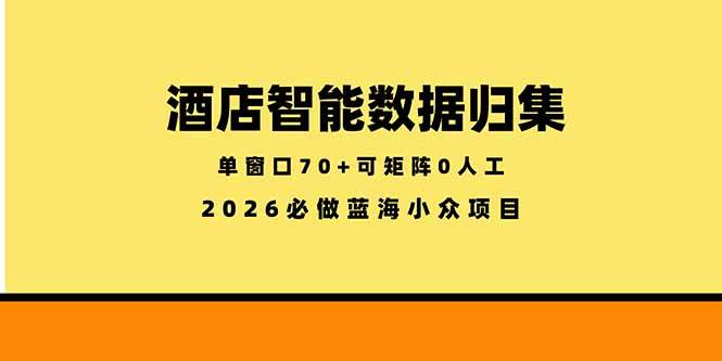 （18500期）酒店智能数据归集，小众蓝海已经稳定半年之久，单窗口70+零成本矩阵开干-黑斯坦丁项目网