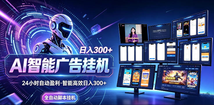 AI智能广告挂G项目，无需人工，单机稳定日入200+，可矩阵放大，24小时不间断刷广告賺收益【揭秘】-黑斯坦丁项目网
