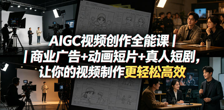 AIGC视频创作全能课｜商业广告+动画短片+真人短剧，让你的视频制作更轻松高效-黑斯坦丁项目网