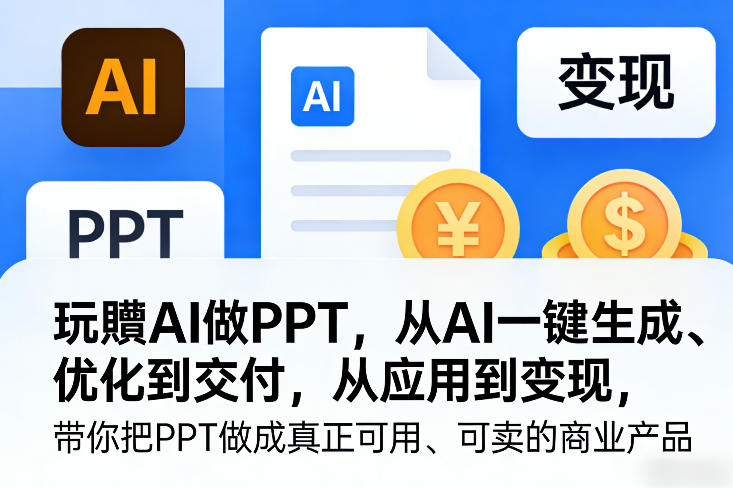 玩賺AI做PPT，从AI一键生成、优化到交付，从应用到变现，带你把PPT做成真正可用、可卖的商业产品（更新0513）-黑斯坦丁项目网