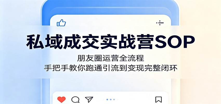 私域成交实战营SOP：朋友圈运营全流程，手把手教你跑通引流到变现完整闭环-黑斯坦丁项目网