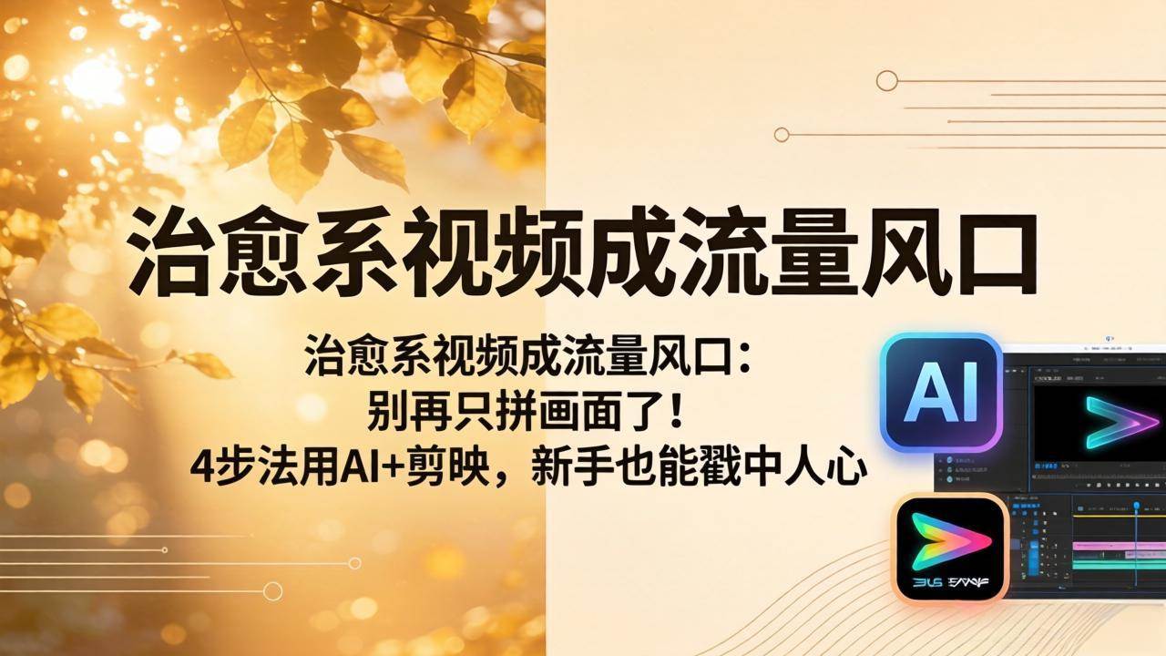 （18219期）治愈系视频成流量风口：别再只拼画面了！4步法用AI+剪映，新手也能戳中人心-黑斯坦丁项目网