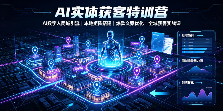 AI实体获客特训营｜AI数字人同城引流、本地矩阵搭建、爆款文案优化全域获客实战课-黑斯坦丁项目网