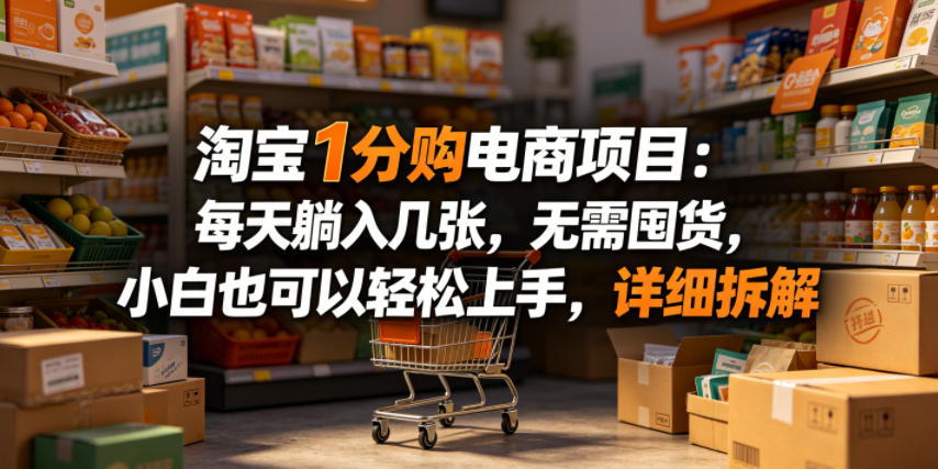 淘宝1分购电商项目:每天躺入几张,无需囤货,小白也可以轻松上手,详细拆解-黑斯坦丁项目网