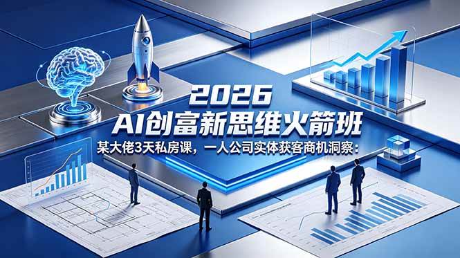 （18559期）2026 AI 创富新思维火箭班：某大佬3天私房课，一人公司实体获客商机洞察-黑斯坦丁项目网