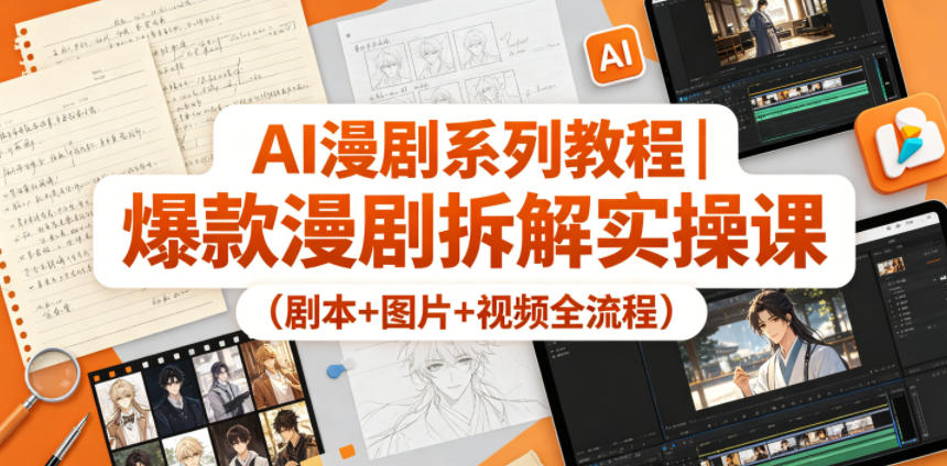 AI漫剧系列教程｜爆款漫剧拆解实操课（剧本+图片+视频全流程）-黑斯坦丁项目网