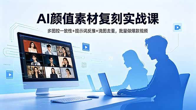 （18450期）AI颜值素材复刻实战课，多图控一致性+提示词反推+洗图去重，批量做爆款视频-黑斯坦丁项目网