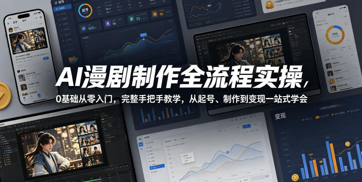 AI漫剧制作全流程实操，0基础从零入门，完整手把手教学，从起号、制作到变现一站式学会-黑斯坦丁项目网