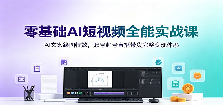 零基础AI短视频全能实战课：AI文案绘图特效，账号起号直播带货完整变现体系-黑斯坦丁项目网