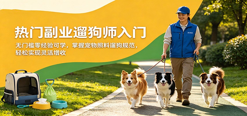 热门副业遛狗师入门，无门槛零经验可学，掌握宠物照料遛狗规范，轻松实现灵活增收-黑斯坦丁项目网