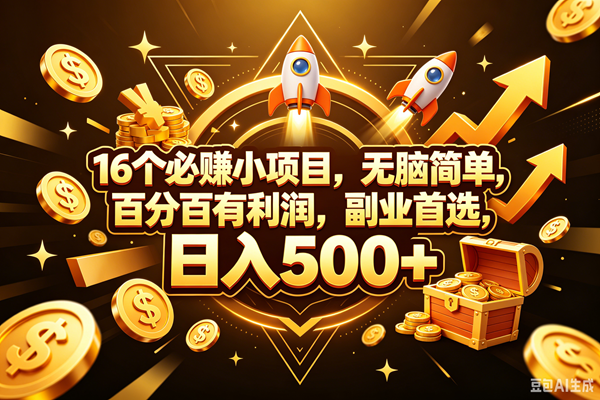 （18440期）16个必赚钱的小项目，百分百赚米，无脑简单，副业首选，日入300+-黑斯坦丁项目网