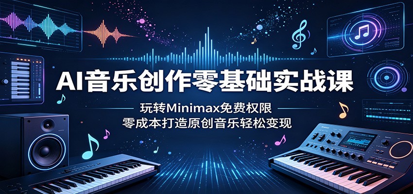 AI音乐创作零基础实战课:玩转Minimax免费权限,零成本打造原创音乐轻松变现-黑斯坦丁项目网