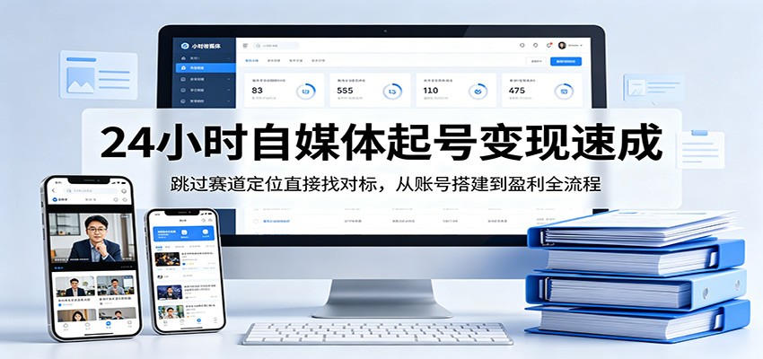 24小时自媒体起号变现速成，跳过赛道定位直接找对标，从账号搭建到盈利全流程-黑斯坦丁项目网