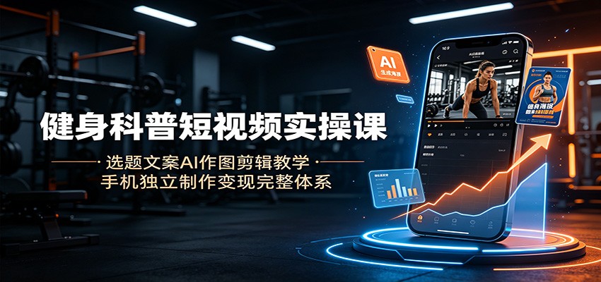 健身科普短视频实操课：选题文案AI作图剪辑教学，手机独立制作变现完整体系-黑斯坦丁项目网