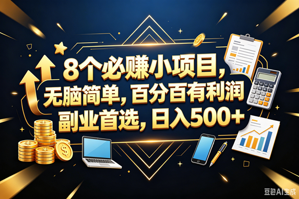 （18530期）9个必赚钱的小项目，百分百赚米，无脑简单，副业首选，日入399+-黑斯坦丁项目网