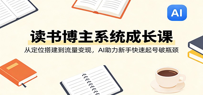 读书博主系统成长课：从定位搭建到流量变现，AI助力新手快速起号破瓶颈-黑斯坦丁项目网
