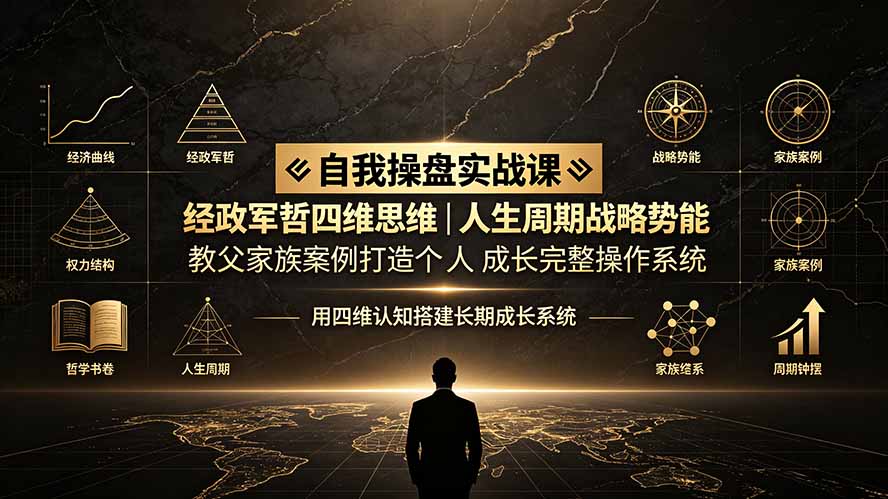 自我操盘实战课：经政军哲四维思维｜人生周期战略势能｜教父家族案例打造个人成长完整操作系统-黑斯坦丁项目网