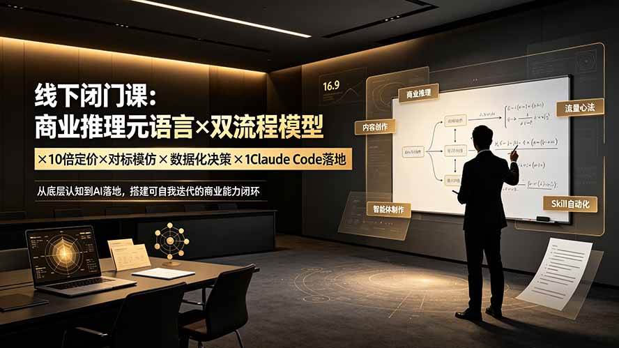 （19381期）线下闭门课：商业推理元语言×双流程模型×10倍定价×对标模仿×数据化决策×Claude Code落地，击穿认知盲区-黑斯坦丁项目网