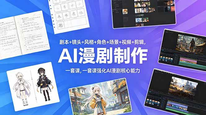 （18734期）剧本+镜头+风格+角色+场景+视频+剪辑，一套课强化AI漫剧核心能力-黑斯坦丁项目网