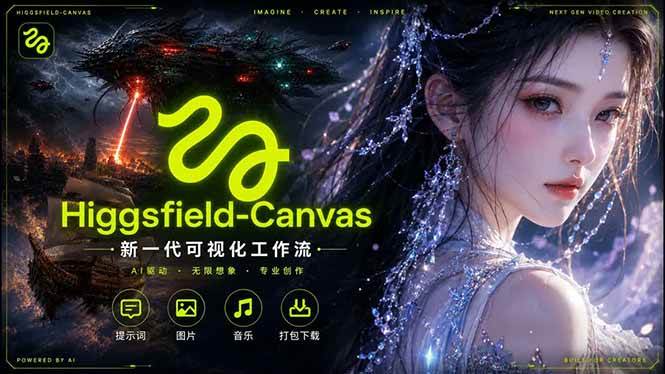（18502期）Higgsfield Canvas AI视频制作详解，节点式工作流搭建，重构新式视频创作完整教程-黑斯坦丁项目网