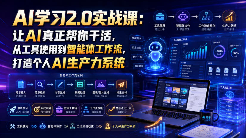 AI学习2.0实战课：让AI真正帮你干活，从工具使用到智能体工作流，打造个人AI生产力系统-黑斯坦丁项目网
