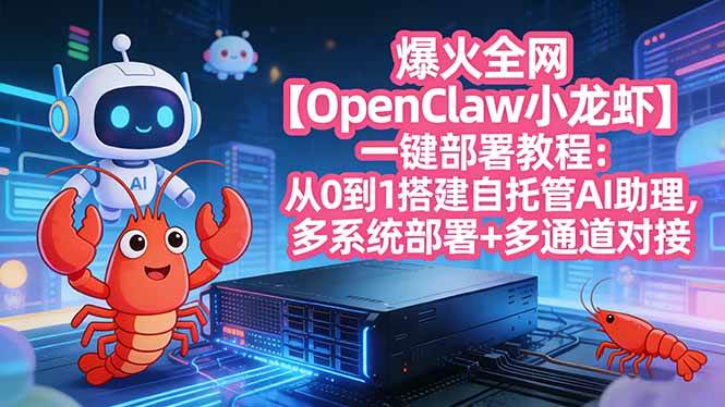（17612期）爆火全网【OpenClaw 小龙虾】一键部署教程：从0到1搭建自托管AI助理，多系统部署+多通道对接-黑斯坦丁项目网