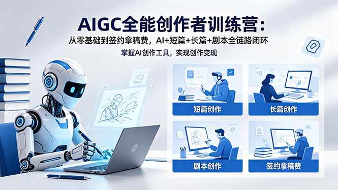 （18403期）AIGC全能创作者训练营：从零基础到签约拿稿费，AI+短篇+长篇+剧本全链路闭环-黑斯坦丁项目网