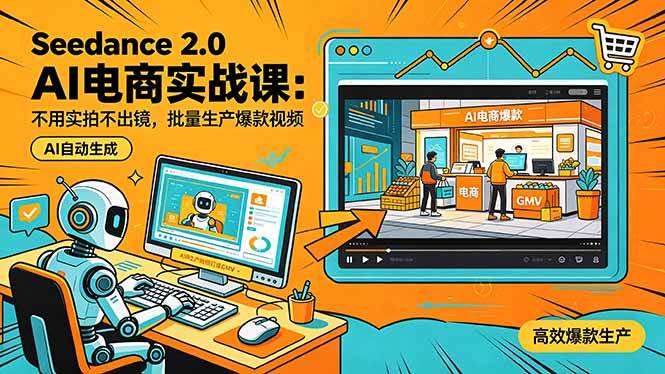 （18433期）Seedance 2.0 AI电商实战课：不用实拍不出镜，批量生产爆款视频打爆GMV-黑斯坦丁项目网