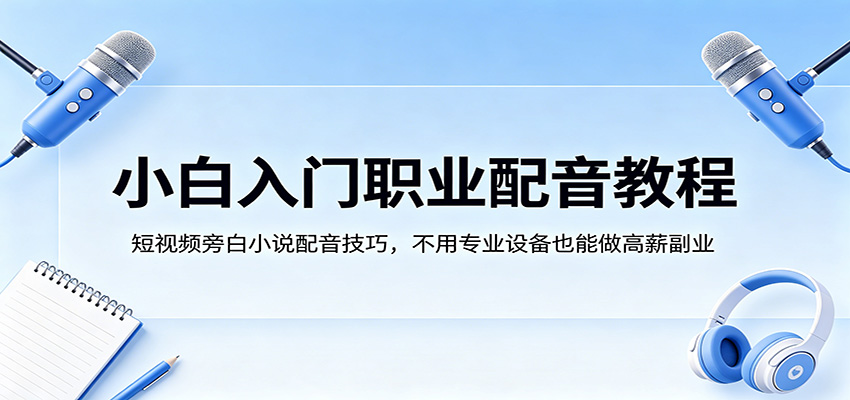 小白入门职业配音教程，短视频旁白小说配音技巧，不用专业设备也能做高薪副业-黑斯坦丁项目网