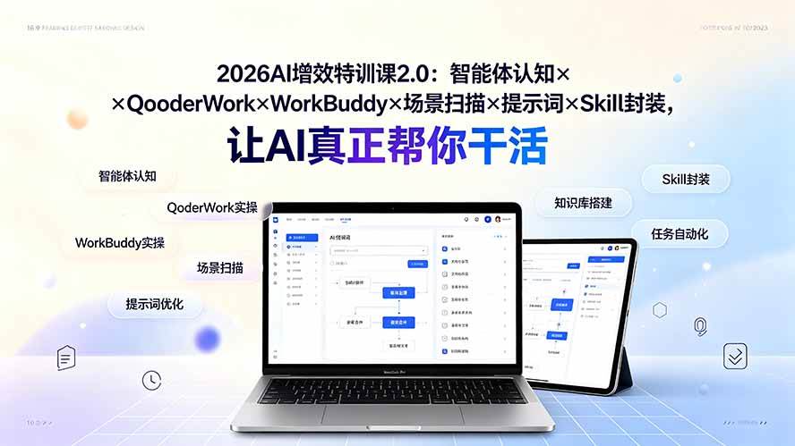 （19368期）2026AI增效特训课2.0：智能体认知×QoderWork×WorkBuddy×场景扫描×提示词×Skill封装，让AI真正帮你干活-黑斯坦丁项目网