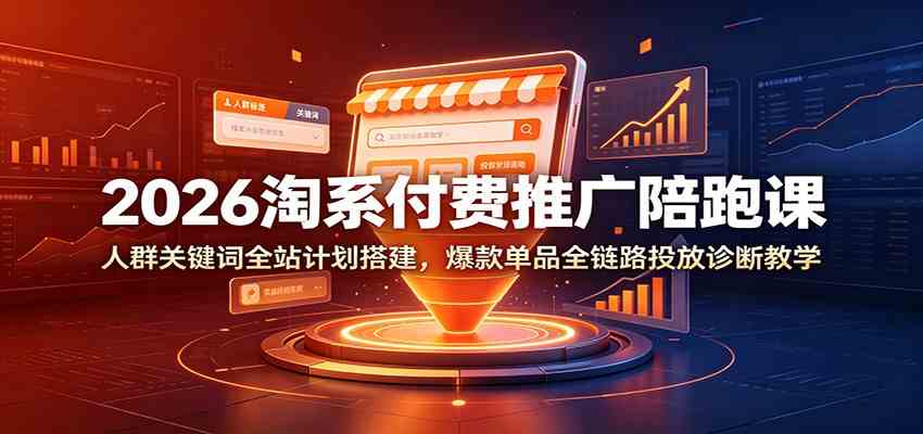 2026淘系付费推广陪跑课：人群关键词全站计划搭建，爆款单品全链路投放诊断教学-黑斯坦丁项目网