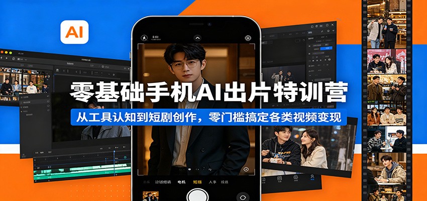 零基础手机AI出片特训营：从工具认知到短剧创作，零门槛搞定各类视频变现-黑斯坦丁项目网