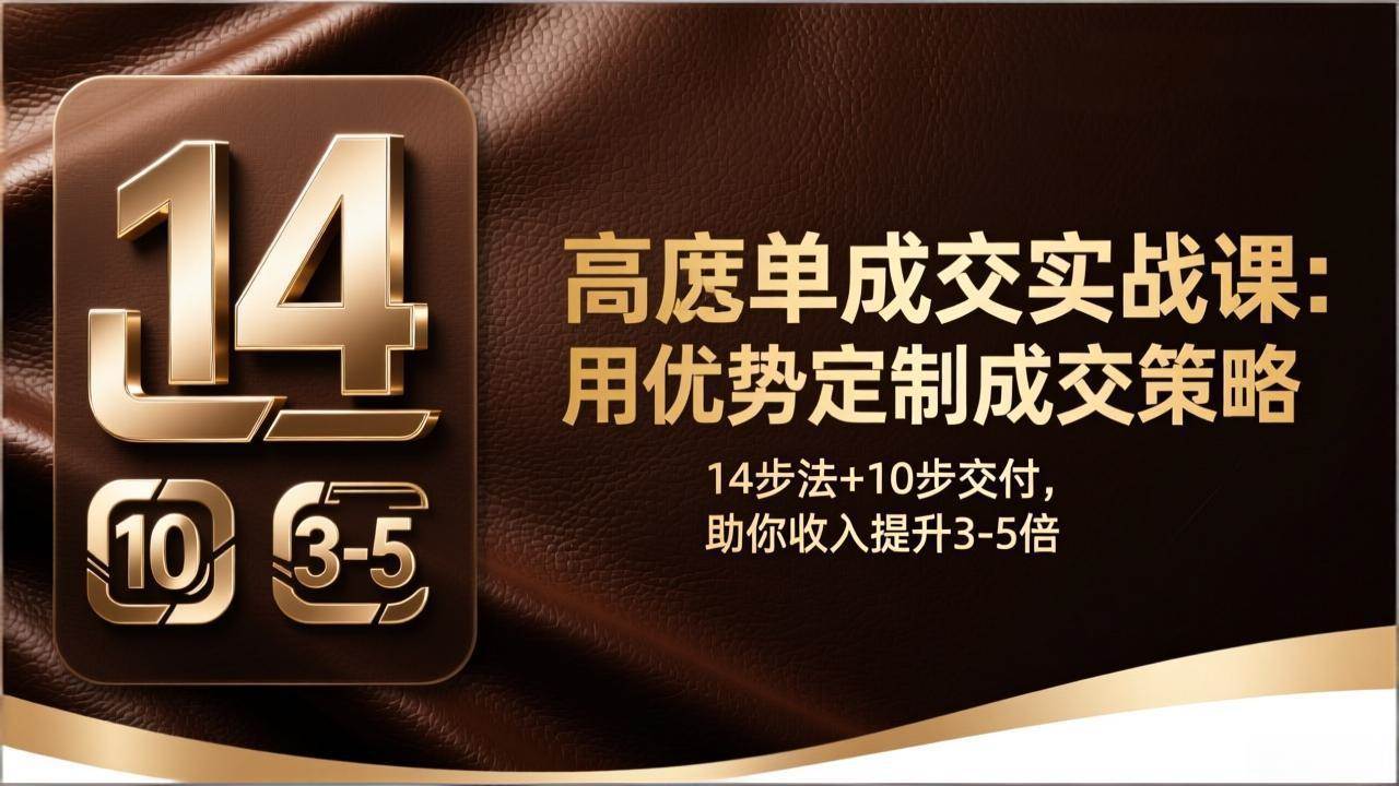 （17572期）高客单成交实战课：用优势定制成交策略，14步法+10步交付，助你收入提升3-5倍-黑斯坦丁项目网