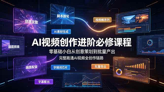 （19159期）AI视频创作进阶必修课程：零基础小白从创意策划到批量产出，完整跑通AI视频全创作链路-黑斯坦丁项目网