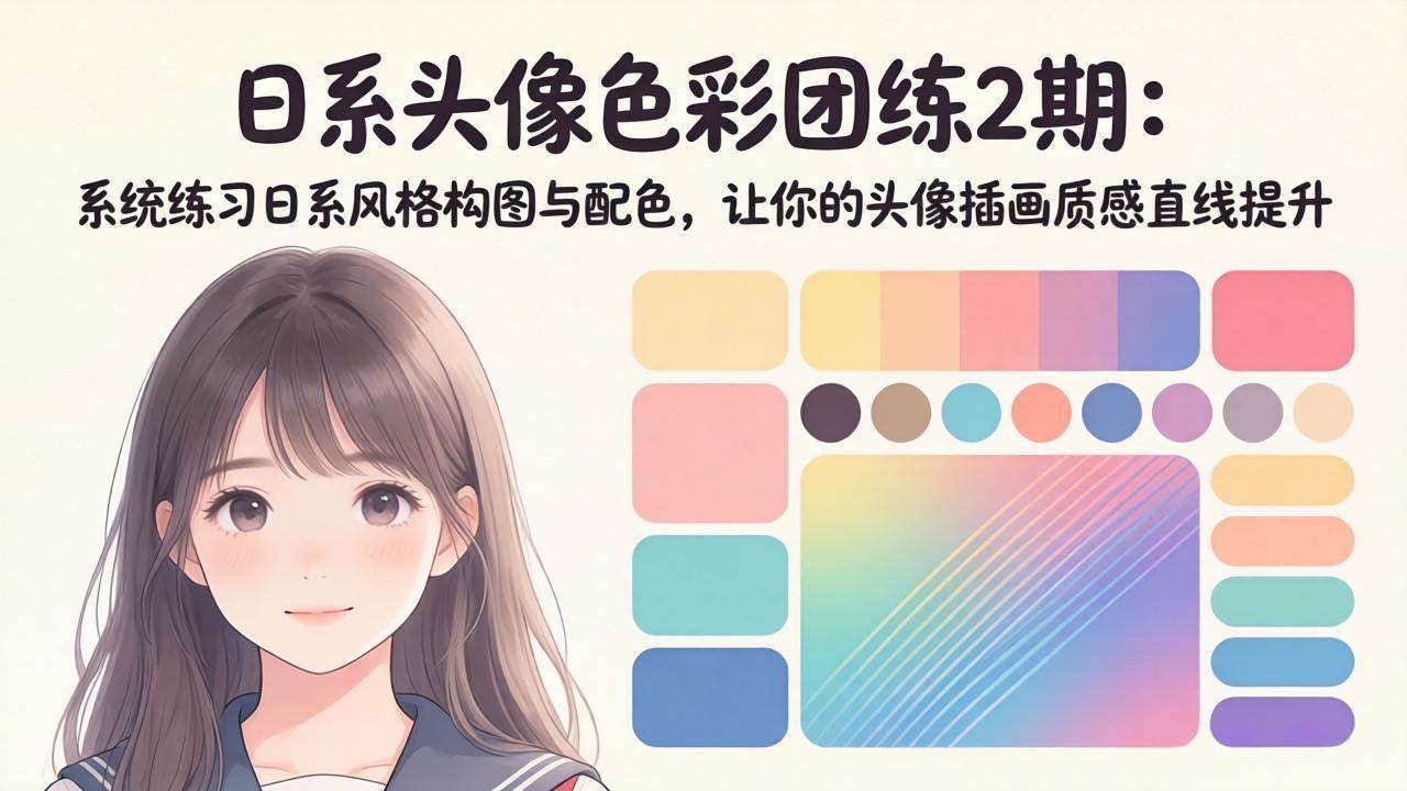 （18034期）日系头像色彩团练2期：系统练习日系风格构图与配色，让你的头像插画质感直线提升-黑斯坦丁项目网