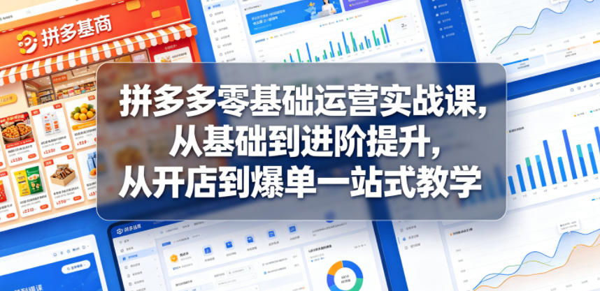 拼多多零基础运营实战课，从基础到进阶提升，从开店到爆单一站式教学-黑斯坦丁项目网
