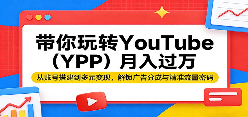 带你玩转YouTube(YPP)月入过万:从账号搭建到多元变现,解锁广告分成与精准流量密码-黑斯坦丁项目网