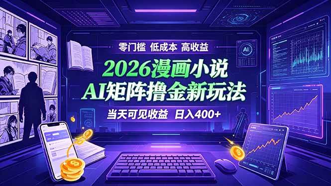 （19219期）爆款小说漫画大阅读 ai矩阵操作 当天可见收益 日入400+ 零门槛 高收益-黑斯坦丁项目网