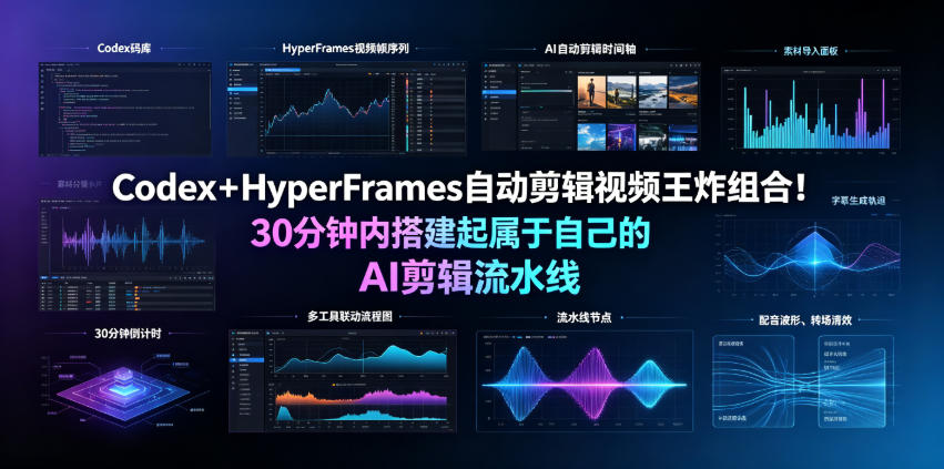 Codex＋HyperFrames自动剪辑视频王炸组合！30分钟内搭建起属于自己的AI剪辑流水线（完整版实操教程手册）-黑斯坦丁项目网