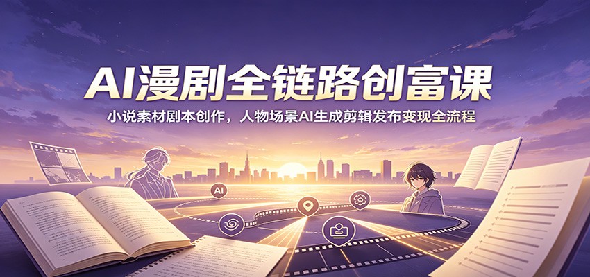 AI漫剧全链路创富课：小说素材剧本创作，人物场景AI生成剪辑发布变现全流程-黑斯坦丁项目网