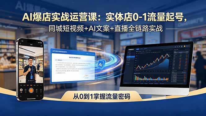 （18451期）AI爆店实战运营课：实体店0-1流量起号，同城短视频+AI文案+直播全链路实战-黑斯坦丁项目网