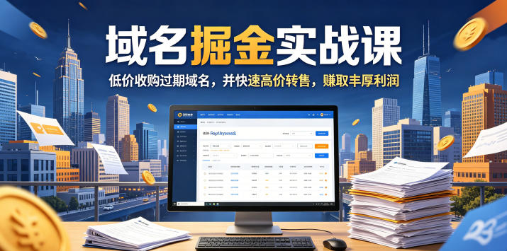 域名交易掘金实战课，低价收购过期域名，并快速高价转售，賺取丰厚利润【原创双语字幕】-黑斯坦丁项目网