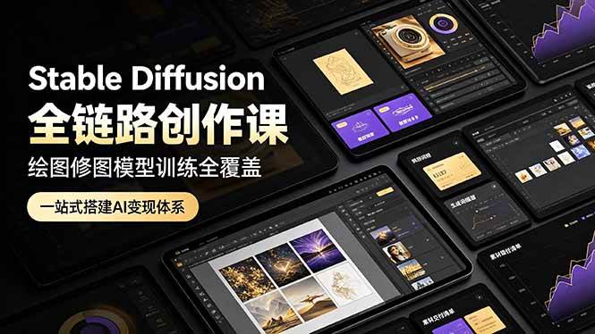 （19154期）Stable Diffusion全链路创作课，绘图修图模型训练全覆盖，一站式搭建AI变现体系-黑斯坦丁项目网