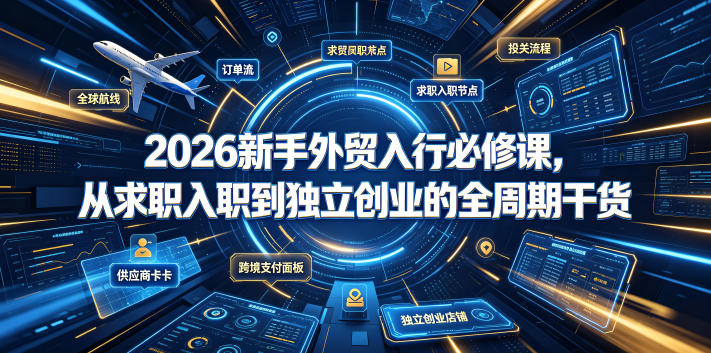 2026新手外贸入行必修课，从求职入职到独立创业的全周期干货-黑斯坦丁项目网