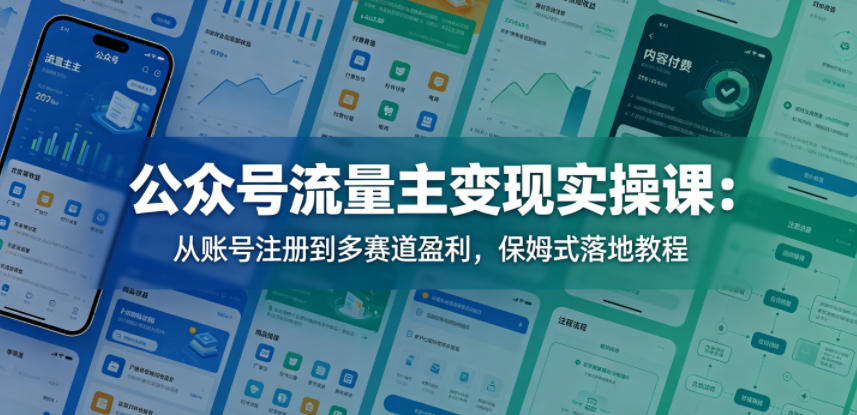公众号流量主变现实操课：从账号注册到多赛道盈利，保姆式落地教程-黑斯坦丁项目网