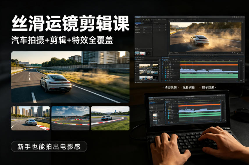 大叔丝滑运镜剪辑课，汽车拍摄+剪辑+特效全覆盖，新手也能拍出电影感-黑斯坦丁项目网