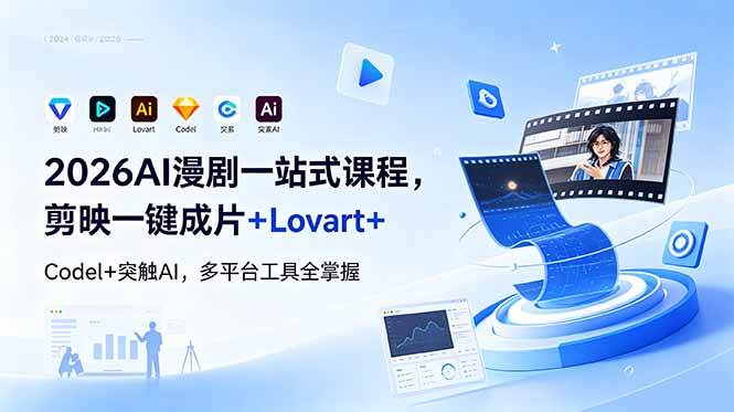 （18736期）2026AI 漫剧一站式课程，剪映一键成片+Lovart+Codel+突触AI，多平台工具全掌握-黑斯坦丁项目网